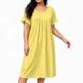 thumbnail image 1 of NominalSnug Womens Nightgown Scalloped Neck Short Sleeve Loose Midi Sleep Dress Loungewear, 1 of 6