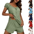 thumbnail image 1 of NominalSnug Womens Pajamas Set 2 Piece Ruffle Pj Soft Tank Top and Shorts Sleepwear Set Bridal Pajama for Women Set, 1 of 6