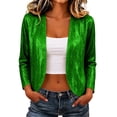 thumbnail image 1 of NominalSnug Womens Sequin Cardigan Open Front Long Sleeve Cropped Casual Jacket with Pockets Fall Outfits, 1 of 7