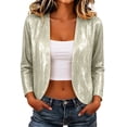 thumbnail image 1 of NominalSnug Womens Sequin Cardigan Open Front Long Sleeve Cropped Casual Jacket with Pockets Fall Outfits, 1 of 7