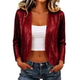 thumbnail image 1 of NominalSnug Womens Sequin Cardigan Open Front Long Sleeve Cropped Casual Jacket with Pockets Fall Outfits, 1 of 7