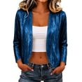 thumbnail image 1 of NominalSnug Womens Sequin Cardigan Open Front Long Sleeve Cropped Casual Jacket with Pockets Fall Outfits, 1 of 7