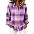 thumbnail image 1 of NominalSnug Womens Shirts Button down Long Sleeve Plaid Shirt Lightweight Business Casual Blouse Top, 1 of 8