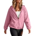 thumbnail image 1 of NominalSnug Womens Windbreaker Jacket Lightweight Full Zip up Long Sleeve Hooded Jacket with Pockets, 1 of 8