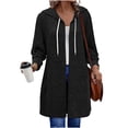 thumbnail image 1 of NominalSnug Womens Zip up Hoodies Long Sleeve Hooded Long Tunic Sweatshirts Ribbed Knit Casual Fall Jackets with Pockets, 1 of 8