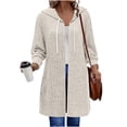 thumbnail image 1 of NominalSnug Womens Zip up Hoodies Long Sleeve Hooded Long Tunic Sweatshirts Ribbed Knit Casual Fall Jackets with Pockets, 1 of 8