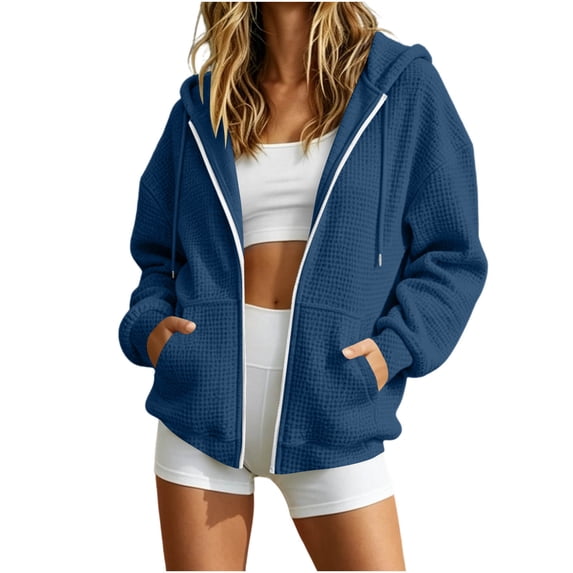NominalSnug Zip up Hoodie Women Long Sleeve Fall Winter Plain Hooded Sweatshirts Trendy Casual Fashion Jacket with Pockets