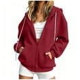 thumbnail image 1 of NominalSnug Zip up Hoodies for Women Full Zip up Long Sleeve Shirts Drawstring Hooded Sweatshirts with Pockets, 1 of 8