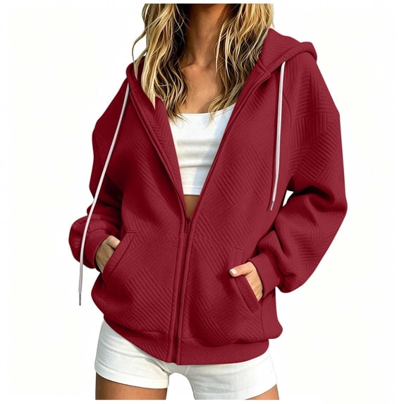 NominalSnug Zip up Hoodies for Women Full Zip up Long Sleeve Shirts Drawstring Hooded Sweatshirts with Pockets