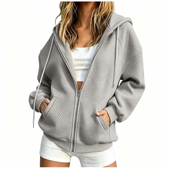 NominalSnug Zip up Hoodies for Women Full Zip up Long Sleeve Shirts Drawstring Hooded Sweatshirts with Pockets