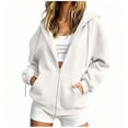 thumbnail image 1 of NominalSnug Zip up Hoodies for Women Full Zip up Long Sleeve Shirts Drawstring Hooded Sweatshirts with Pockets, 1 of 8