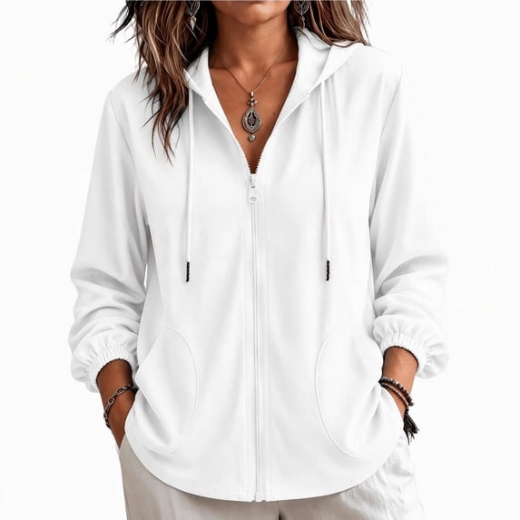 NominalSnug Zip up Hoodies for Women Long Sleeve Top Hooded Sweatshirts Loose Fit Jackets with Pocket