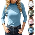 thumbnail image 1 of NominalSnugLong Sleeve Shirts for Women Turtleneck Ribbed Knit Tops Stretchy Soft Slim Fitted Sweaters, 1 of 8