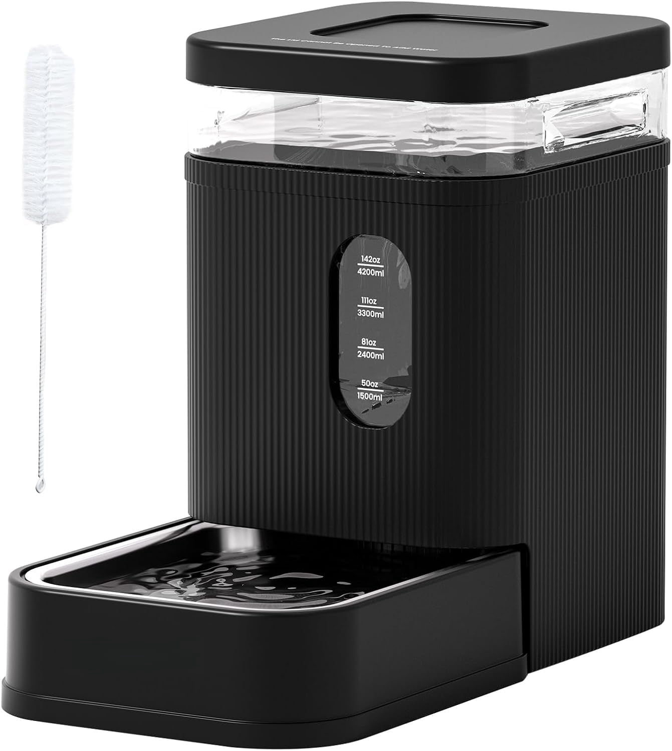 Nomipaw Automatic Dog Water Dispenser Gravity Waterer with Stainless Steel Bowl Water Dispenser 6.5L Large Capacity Water Feeder with Filters for Dogs Cats Pets, BPA-Free Noise-Free (Black, 6.5L)