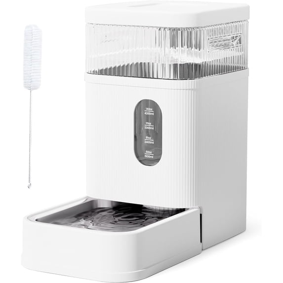 Nomipaw Automatic Dog Water Dispenser Gravity Waterer with Stainless Steel Bowl Water Dispenser 6.5L Large Capacity Water Feeder with Filters for Dogs Cats Pets, BPA-Free Noise-Free (White, 6.5L)