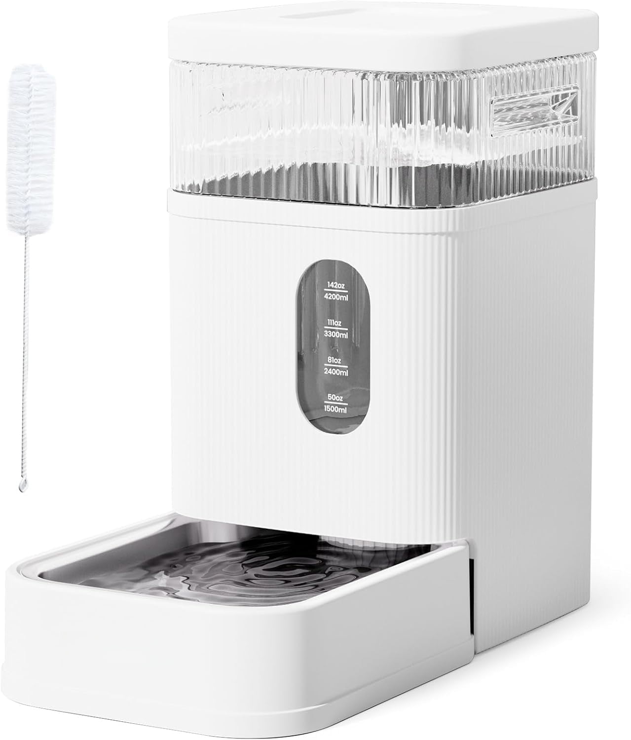 Nomipaw Automatic Dog Water Dispenser Gravity Waterer with Stainless Steel Bowl Water Dispenser 8.5L Large Capacity Water Feeder with Filters for Dogs Cats Pets, BPA-Free Noise-Free (White)