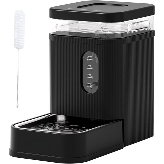 Nomipaw Automatic Dog Water Dispenser Gravity Waterer with Stainless Steel Bowl Water Dispenser 8.5L Large Capacity Water Feeder with Filters for Dogs Cats Pets, BPA-Free Noise-Free (Black, 8.5L)