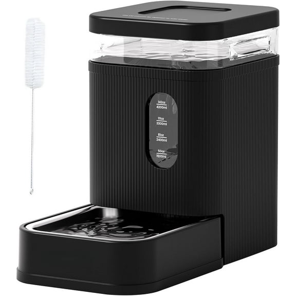 Nomipaw Automatic Dog Water Dispenser Gravity Waterer with Stainless Steel Bowl Water Dispenser 8.5L Large Capacity Water Feeder with Filters for Dogs Cats Pets, BPA-Free Noise-Free (Black, 8.5L)