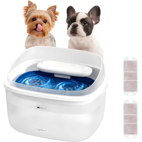 Nomipaw 1 Gallon Pet Water Fountain, Vortex Dog Water Fountain, Ultra Quiet Automatic Cat Fountain with Filter, Transparent Tank, Splash-Proof, Easy to Clean,White