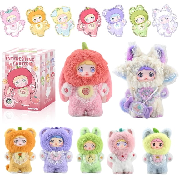 Nommi Blind Box V3 Interesting Fruits Series, Nommi Plush Doll Box Blind Box Plush Stuffed Mystery Collectible Nommi Toy Bag Charm Pendant Birthday Gift for Girls, Random 1PC