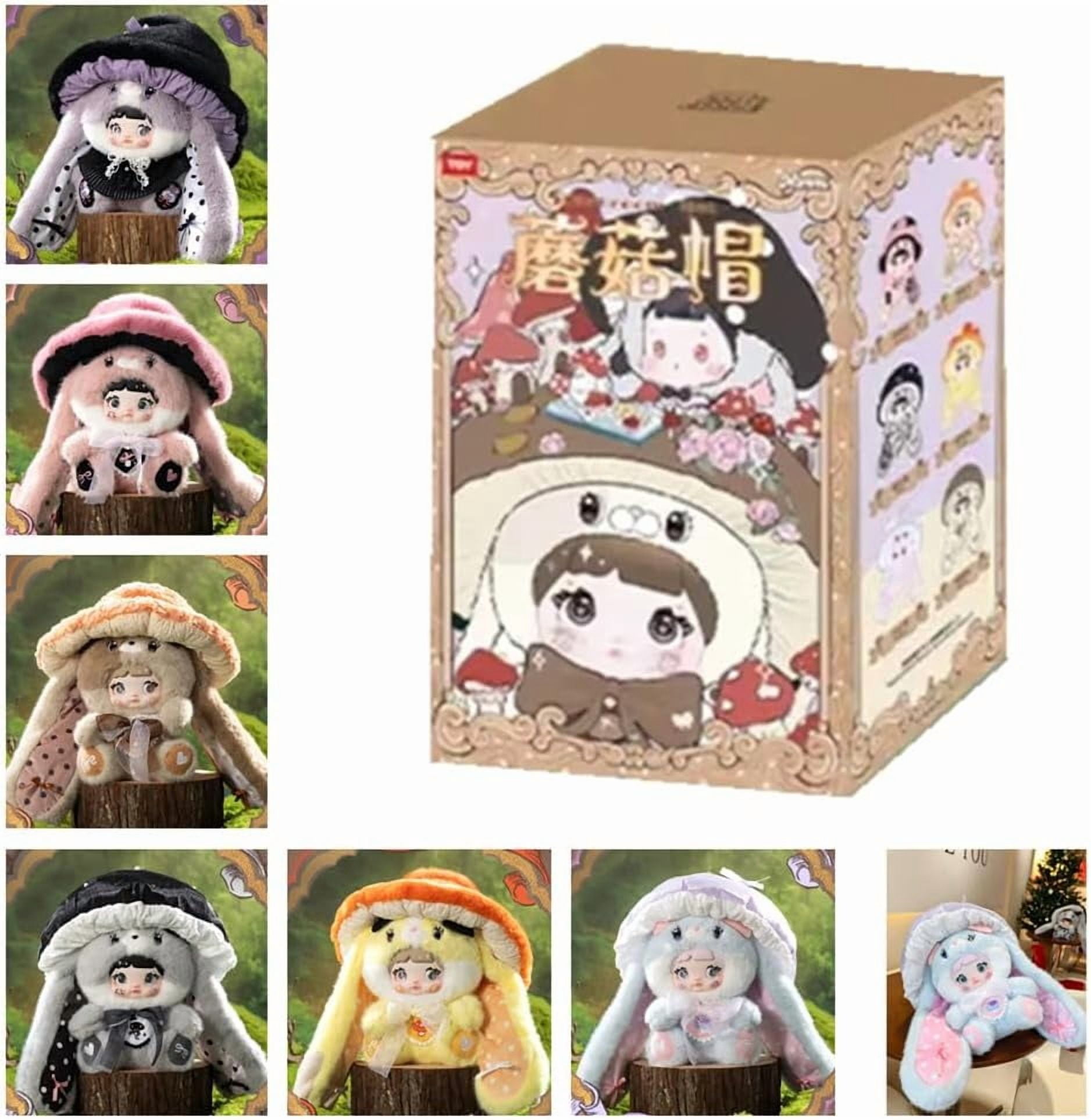 Nommi Mushroom Hat Series Plush Blind Box, 400% Big Nommi Bunny Mushroom Cap Series Kawaii Nommi Rabbit Plushie Toys Figure Doll, Cute Xmas Collectible Toy Birthday Gift for Girls(1PC Random)