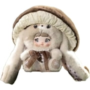 Nommi Mushroom Hat Series Plush Blind Box, 400% Big Nommi Bunny Mushroom Cap Series Kawaii Nommi Rabbit Plushie Toys Figure Doll, Cute Xmas Collectible Toy Birthday Gift for Girls1PC Mocha