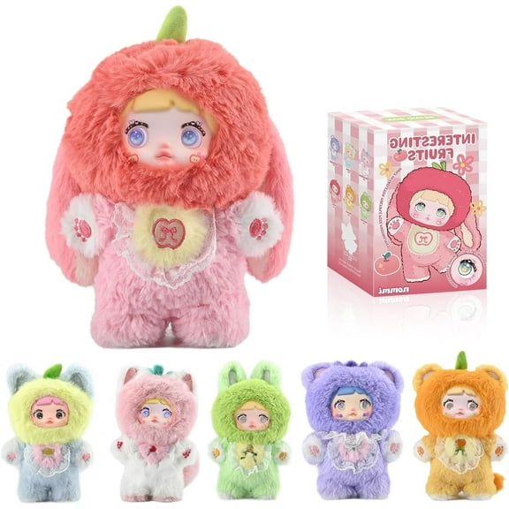Nommi Plush Blind Box, Kawaii Nommi Cute Fruit Series Stuffed Blind Box Doll 1PC, Kawaii Mystery Nommi Blind Boxes Plush Toys Collectible for Xmas Birthday Gift (1 of 7 Possible Styles)