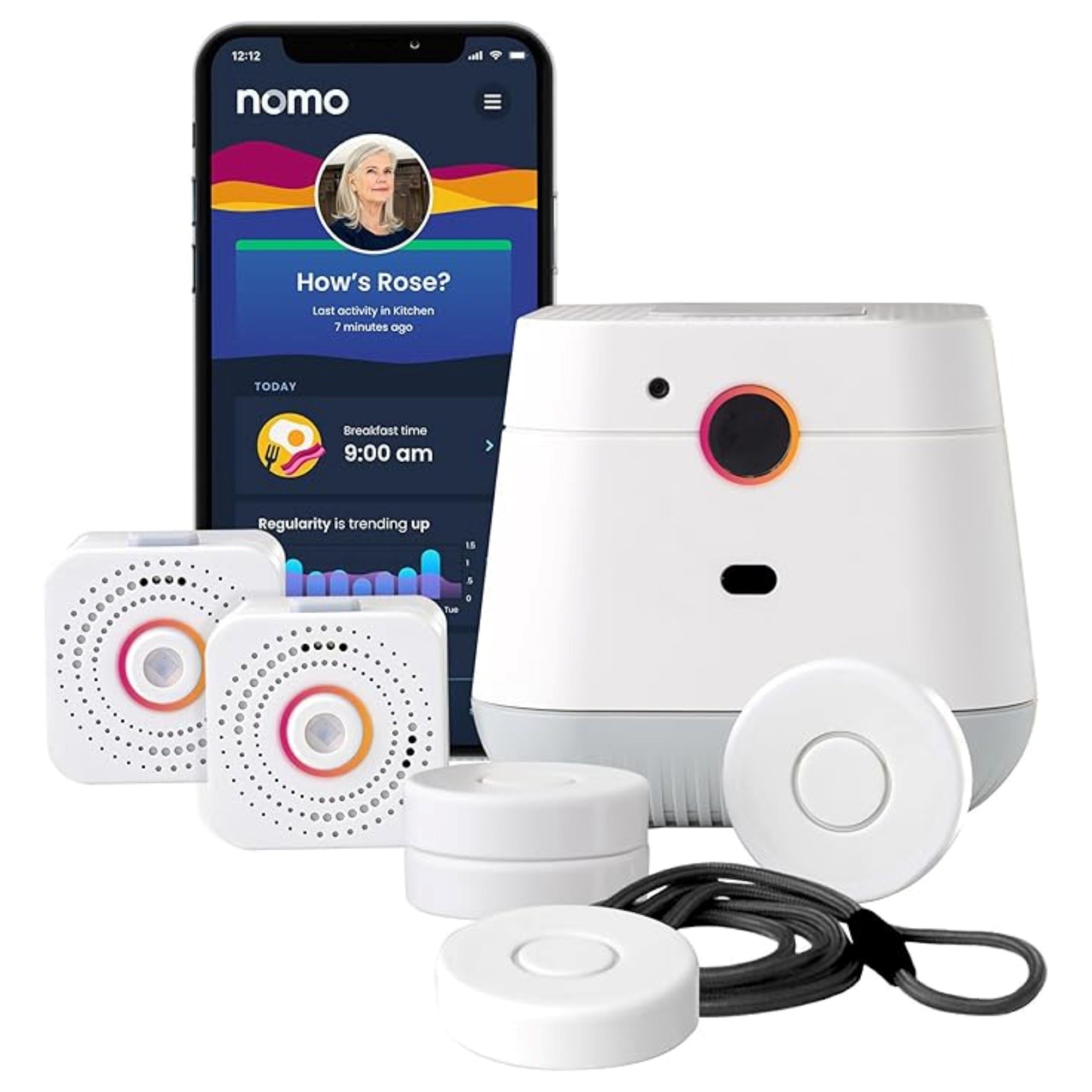 Nomo Smart Care 24/7 Medical Alert System with Fall Detection, Motion Sensors, and 911 Dispatch