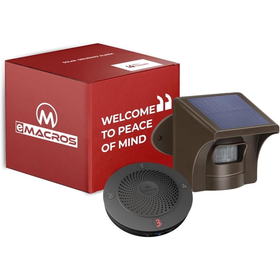 Non-APP Wireless Driveway Alarm 1/2 Mile Solar Motion Sensor with Plug-in Receiver for Driveways, Homes, Large Properties, Weatherproof Outdoor Security System