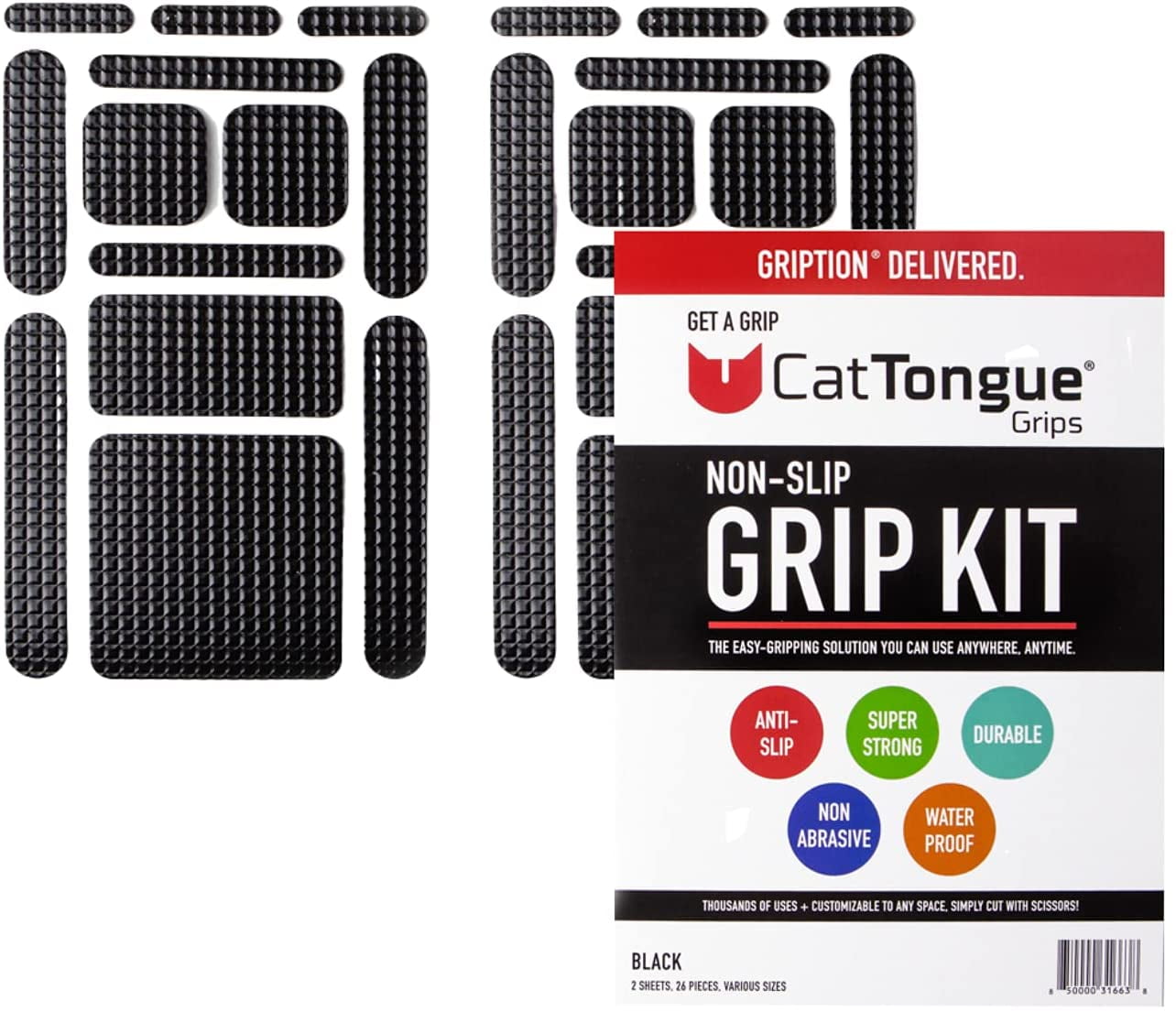 NonAbrasive Grip Kit by CatTongue Grips, 26 pcs Waterproof NonSlip