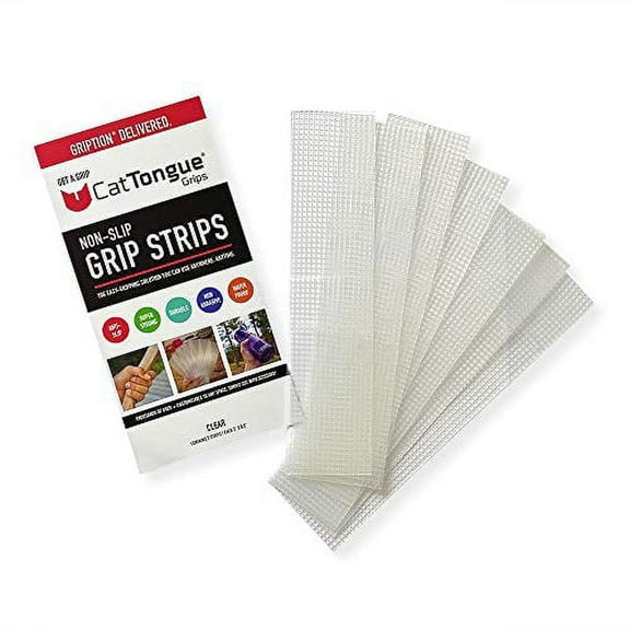 CatTongue Non-Slip Strips - 2" x 8.5" Pre-Cut Non-Abrasive Grip Tape Strips - Waterproof, Heavy-Duty Anti-Slip Tape, Clear