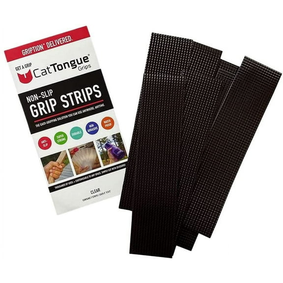 CatTongue Non-Slip Strips - 2" x 8.5" Pre-Cut Non-Abrasive Grip Tape Strips - Waterproof, Heavy-Duty Anti-Slip Tape, Black