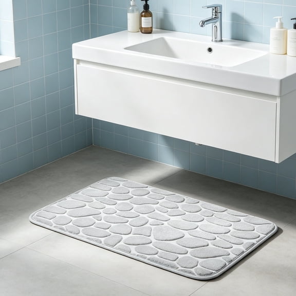 Non Absorbent Bath pad swift Drying Bathroom Rug Non slide Washable Soft Fleece Small pad for Shower Floor Tile Bath Home Entryway 40x60 cm