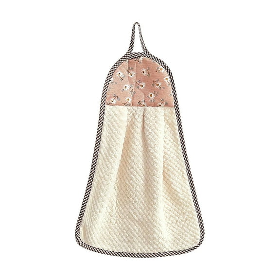 Non-Absorbent Hanging Hand Towels, Coral Velvet Kitchen Dish Towels with Loops, Decorative Dishcloths 4-Pack