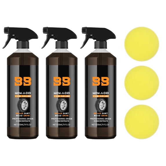 Non-Acidic Wheel Cleaner Spray, 120ml Ultimate Brake Dust, Road Grime, Rust Remover for Car Rims and Tires, Safe on All Wheel Types, Professional-Grade Cleaner