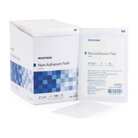Non-Adherent Dressing, McKesson, Nylon / Polyester Blend, 3 X 4 Inch, Sterile, Box of 100