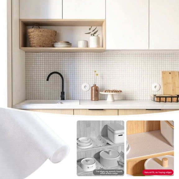 Non-Adhesive Clear Shelf Liner, Smooth Top EasyLiner Shelf Liner, Waterproof Shelf Paper, Non-Slip Kitchen Drawer Liner, 50x200cm