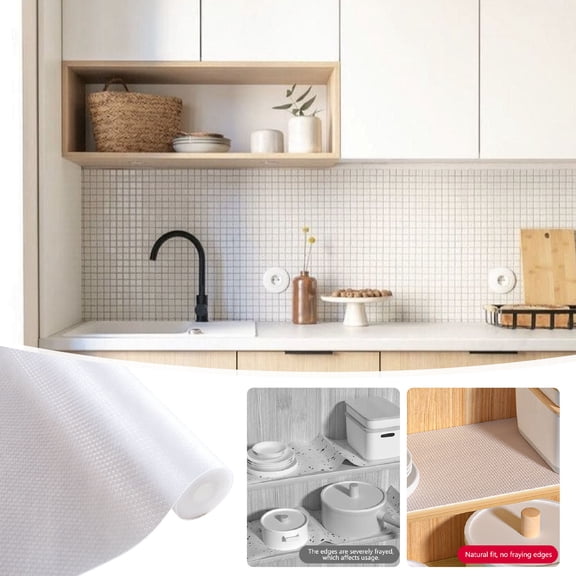 Non-Adhesive Clear Shelf Liner, Smooth Top EasyLiner Shelf Liner, Waterproof Shelf Paper, Non-Slip Kitchen Drawer Liner, 50x200cm