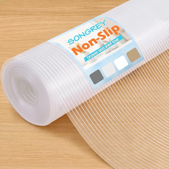 Non-Adhesive Shelf Liner, 12IN x 10FT Waterproof Cabinet & Drawer Liner, EVA Material Non-Slip Mat for Kitchen Cupboard, Refrigerator, Easy to Cut, Washable, Clear