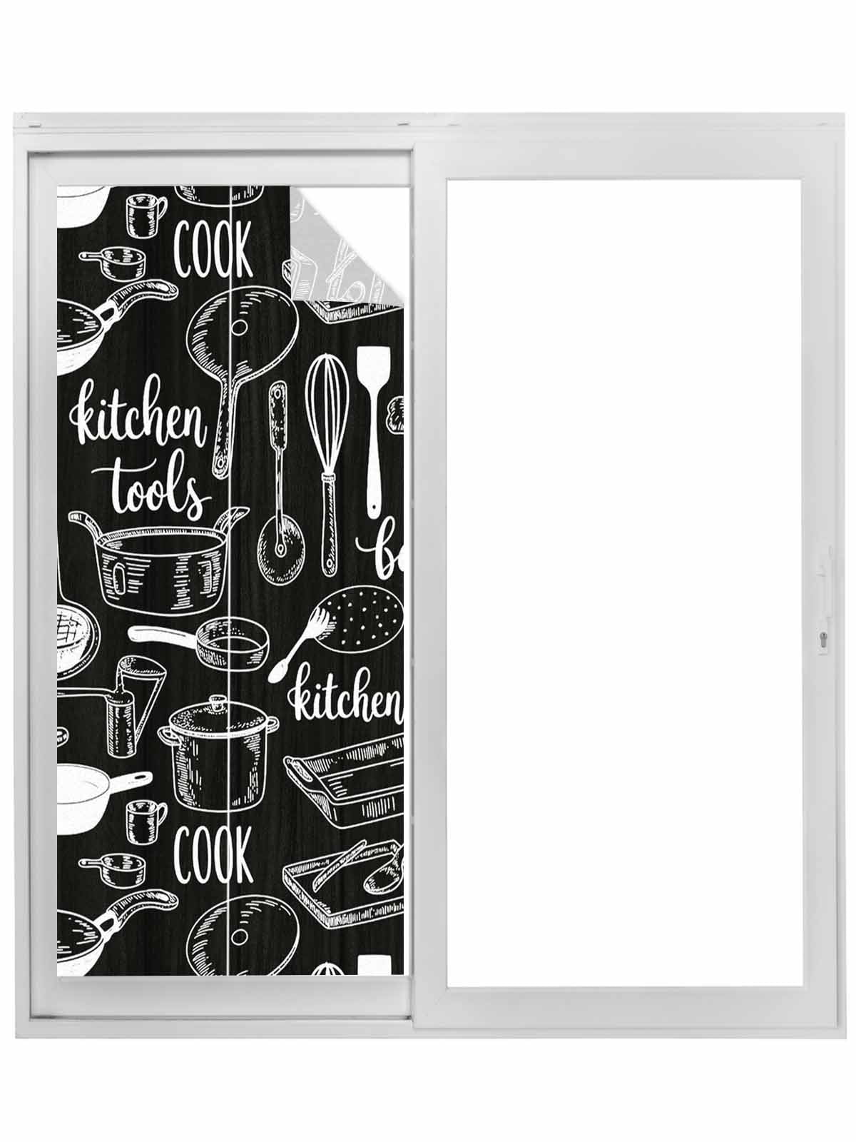Non-Adhesive Static Cling Window Tint, Black Kitchen Tools Window ...