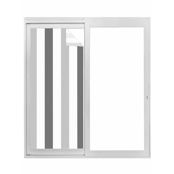 Non-Adhesive Static Cling Window Tint, Grey Ombre Stripe Window Privacy Film Frosted, Modern Farmhouse Vertical Striped Insulated Windows Frosted Films for Living room, 35.4 x 78.7 Inches