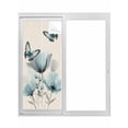 thumbnail image 1 of Non-Adhesive Static Cling Window Tint, Turquoise Floral Window Privacy Film Frosted, Spring Pastoral Flowers Butterfly Beige Insulated Windows Frosted Films for Living room, 35.4 x 78.7 Inches, 1 of 9
