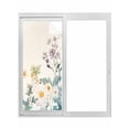 thumbnail image 1 of Non-Adhesive Static Cling Window Tint, Watercolor Flowers Beige Window Privacy Film Frosted, Spring Summer Retro Botanical Insulated Windows Frosted Films for Living room, 35.4 x 78.7 Inches, 1 of 9
