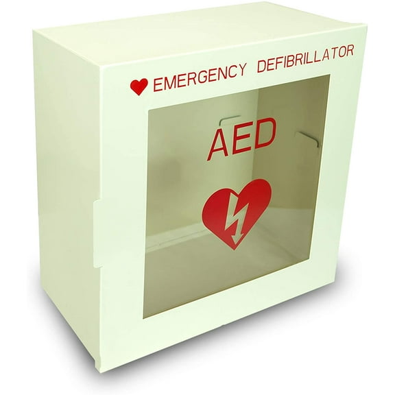 Non Alarmed AED Defibrillator Wall Mounted Storage Cabinet - 14.1'' x 7'' x 13.75'' Steel AED Holder Defibrillator Cabinet for Emergency at Home, Office, Warehouse, and Nursing Home
