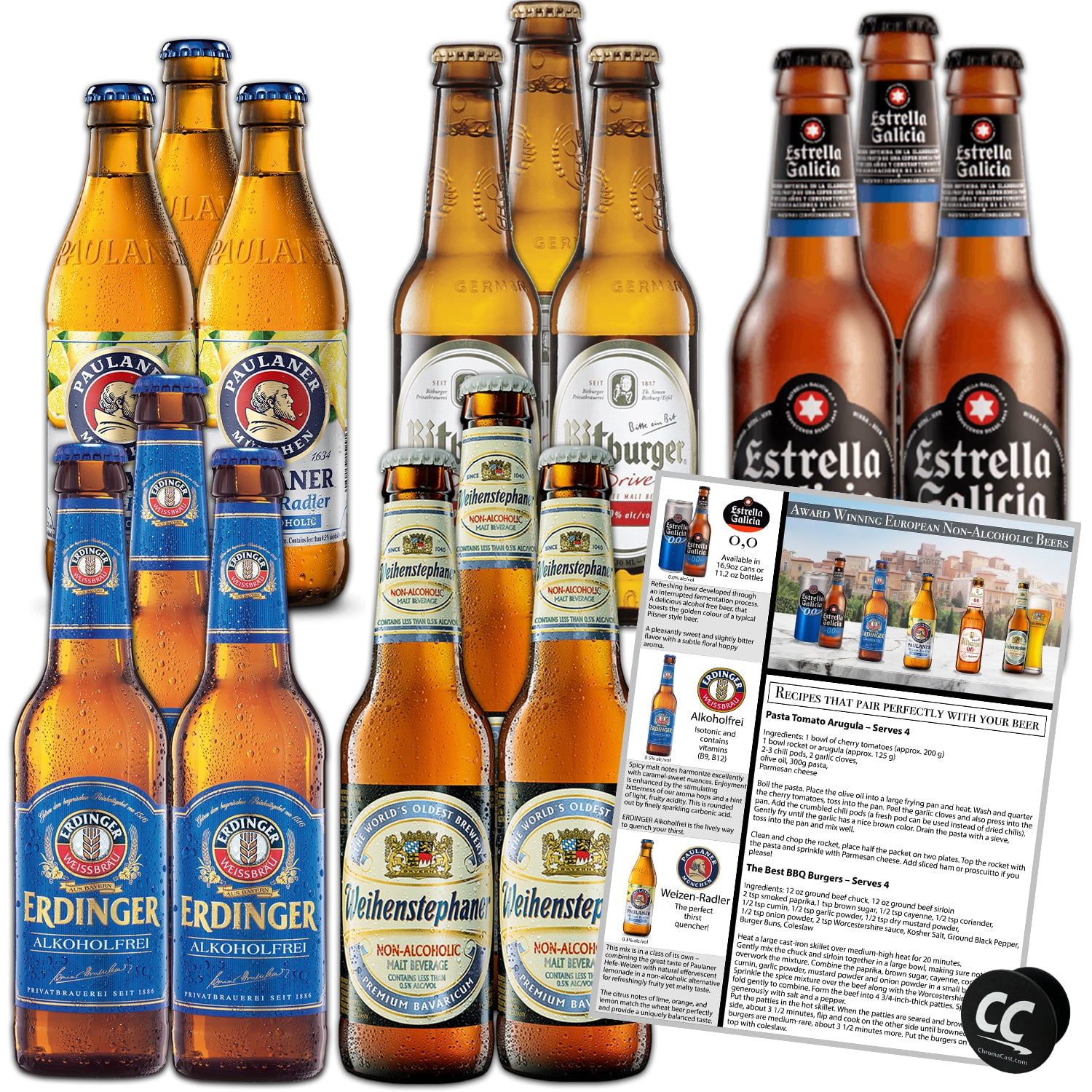 NonAlcoholic European Beer Variety 15 Pack, Award Winning Beers from