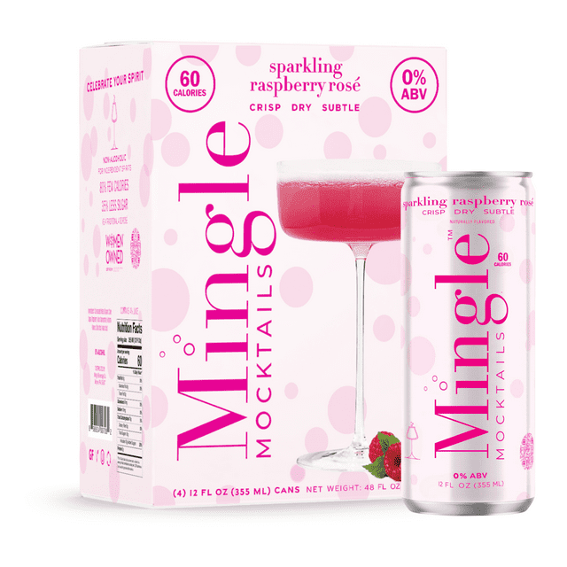 Mingle Mocktails Non-Alcoholic Sparkling Raspberry Rose Mocktail, 4 ...