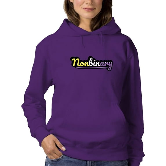Non Binary Banner Hoodie Women -Smartprints Designs, Female Medium