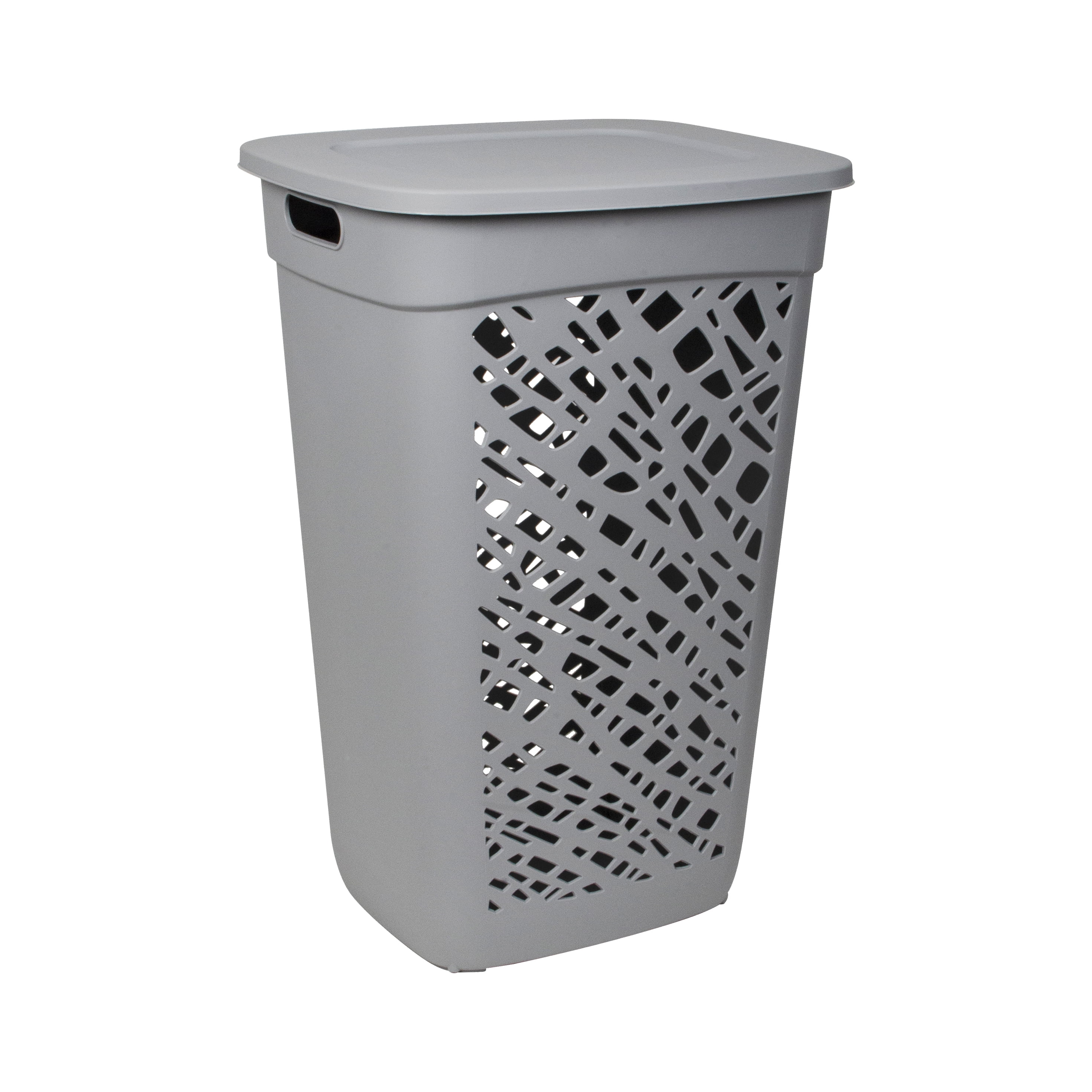 Non-Breakable Mosaic Hamper, 60L -Dark Gray, Elegant Design, Vented Laundry Basket, Made in France