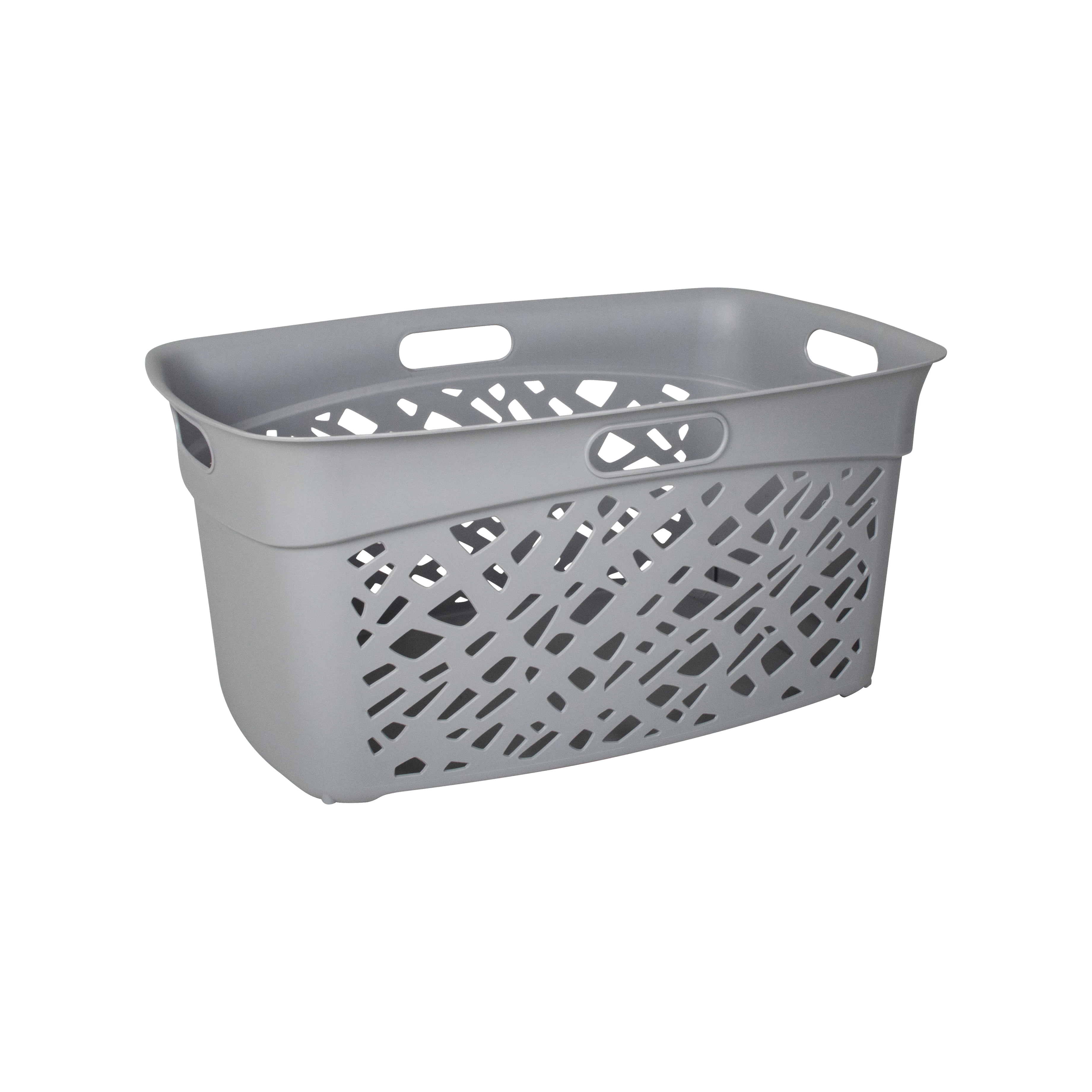 Non-Breakable Mosaic Laundry Basket, 45L -Dark Gray, Decorative Storage, Vented Design, Made in France, Modern Home Organizer