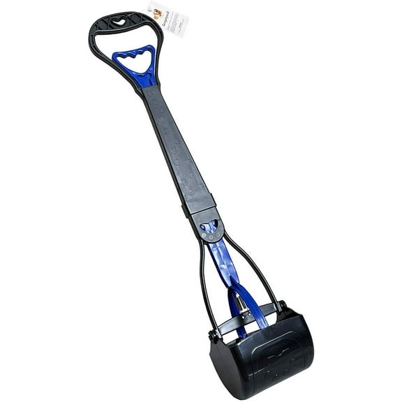 Non-Breakable Pooper Scooper for Large Medium & Small Dogs Heavy Duty, 17“Long Handled Dog Poop Scooper for Grass,Durable Dog Poop Pick Up Tool, Poop Grabber-Blue